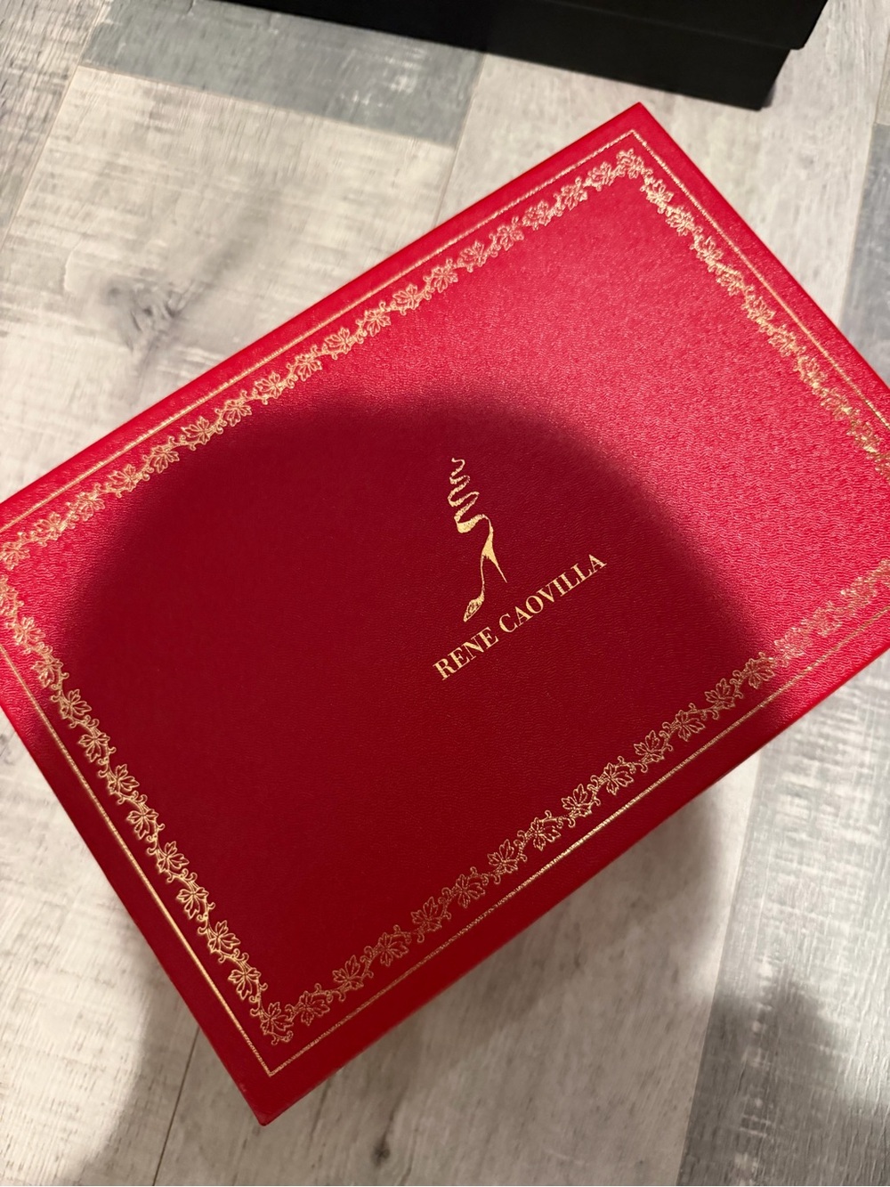 Rene Caovilla Red Box with Gold Embossed Logo